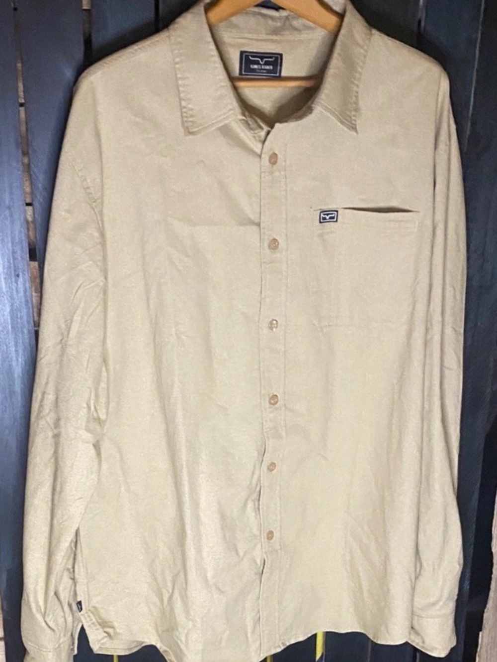 Kimes Ranch western Men's Beige button up Shirt size XL single chest pocket